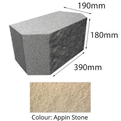 Block Norfolk Retaining Cap 390x190x180mm Appin Stone