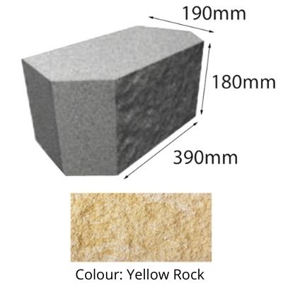 Block Norfolk Retaining Cap 390x190x180mm Yellow Rock