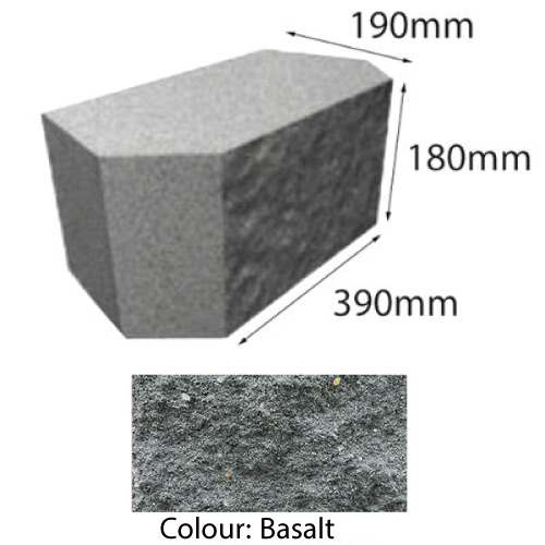 Block Norfolk Retaining Cap 390x190x180mm Basalt Baines