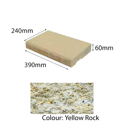 Block Tasman Retaining Full Cap 390x240x60mm Yellow Rock Each (120 per pallet)