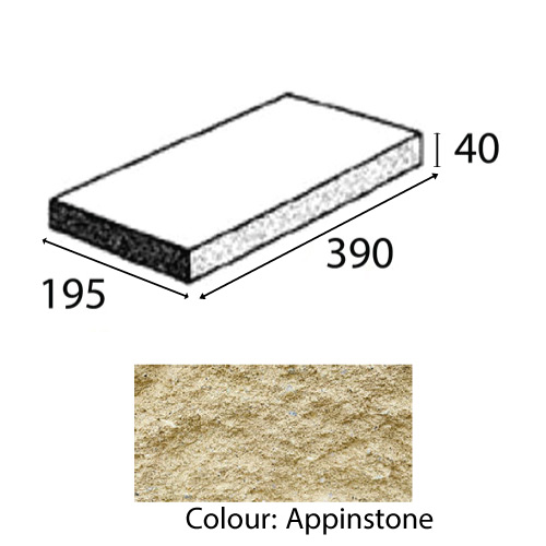 Block 50.31 Capping Tile 390x195x40mm Appinstone Each