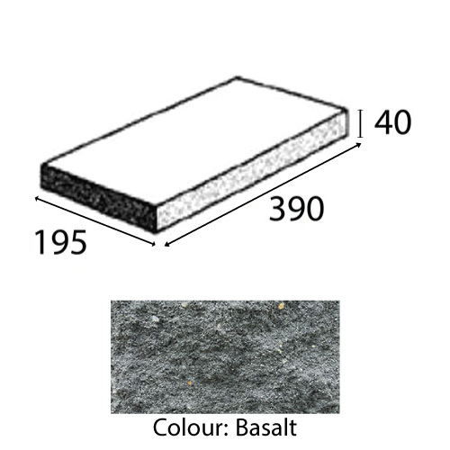 Block 50.31 Capping Tile 390x195x40mm Basalt Each Baines